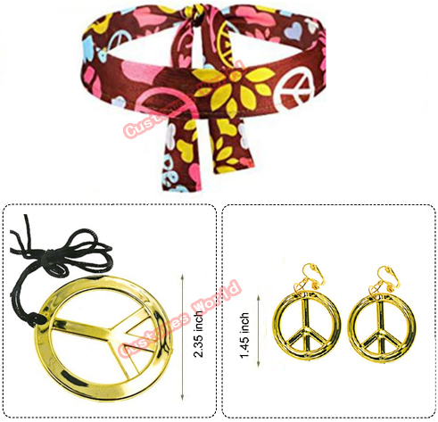 Costume hippie Donne Peace Love Girls Party anni '60 anni '70 Hippie Stage Wear Costume Nappe indiane Accessori le prestazioni hippie