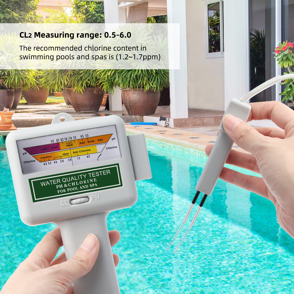 Yieryi 2 In 1 PH & CL2 Meter Swimming Pool Spa Chlorine Monitor Tester PC101 Aquarium Hot Spring Water Quality Analytical Device