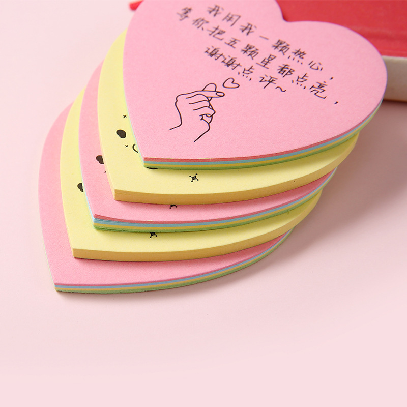 40 feuilles / pc Blank Notepad coeur en forme de note de mémoire en forme de coeur Sticky Note Remarque PAD KAWAII PAD MOMO