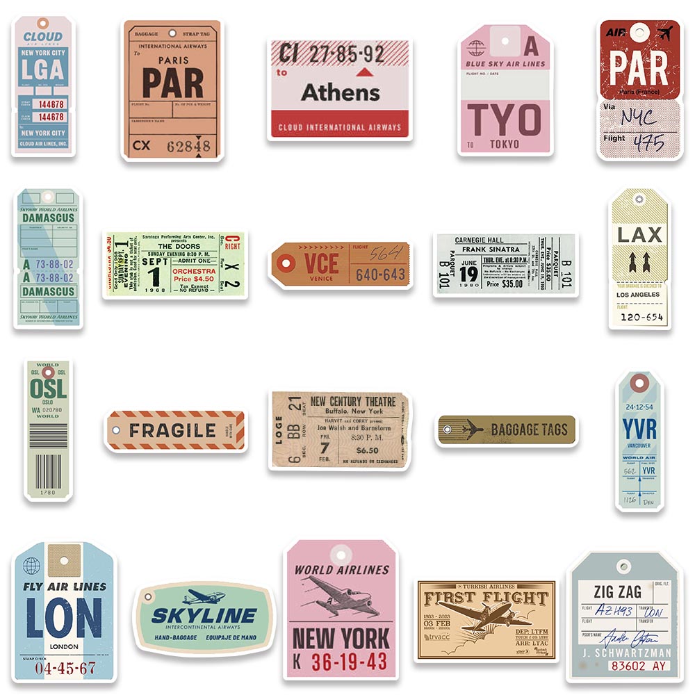 Classic Mini Boarding Pass Stickers pour les bagages ordinateur portable Guitare Skateboard étanche Graffiti