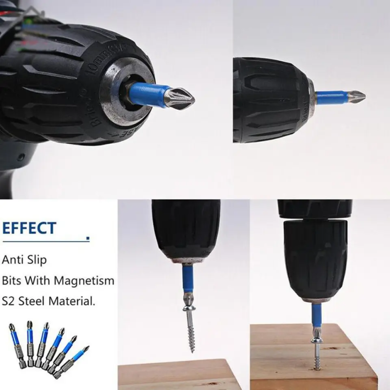 Bity ustawione na wpływ śrubokręta elektrycznego przeciwpoślizgowego Nieplip Magnetycznego Krzyża PH1/pH2/pH3/PZ1/PZ2/PZ3 50 mm Profesjonalne narzędzia ręczne