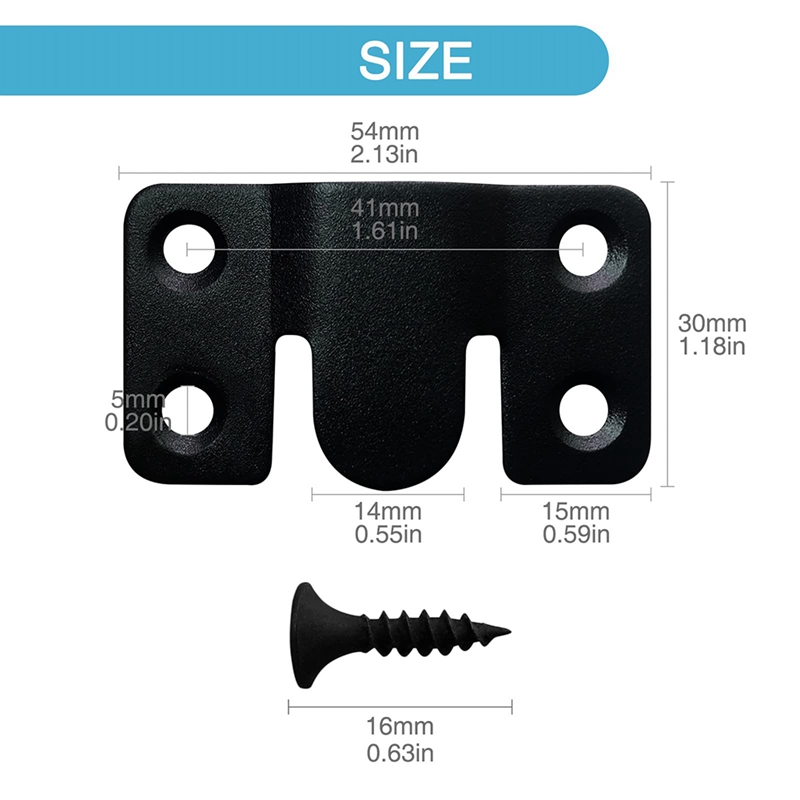 Black Mount Suport Interligatching Holding Buckle Z Clips Cabeldeira suportes de montagem de parede com parafusos de 