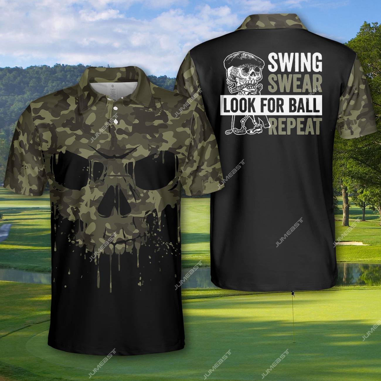 JUMEEST AGRAGA tu pelota Vamos al golf de camuflaje de camuflaje de camuflaje de camuflaios de polo Swing Swear Buscar bola de ropa de terror repetida