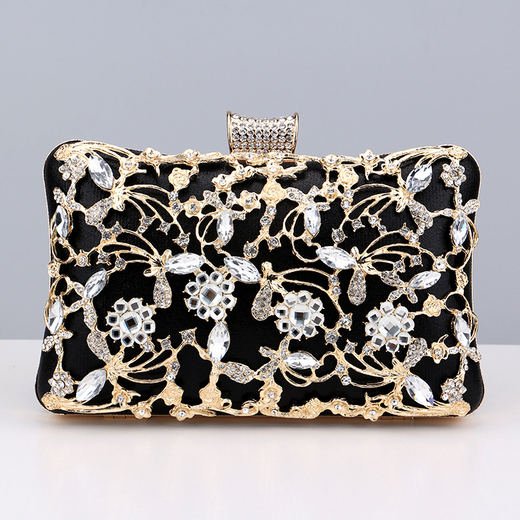 Xiyuan Gold/Prata/Black Rhinestone Sacos de embreagem para mulheres Luxo bolsas pequenas de metal e bolsas de festa de festas de casamento