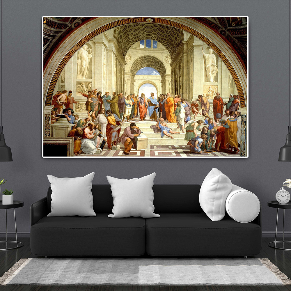 Célèbre The School of Athènes Raphael Canvas Art Wall Print personnage classique Portrait toile peinture d'œuvres d'art décor