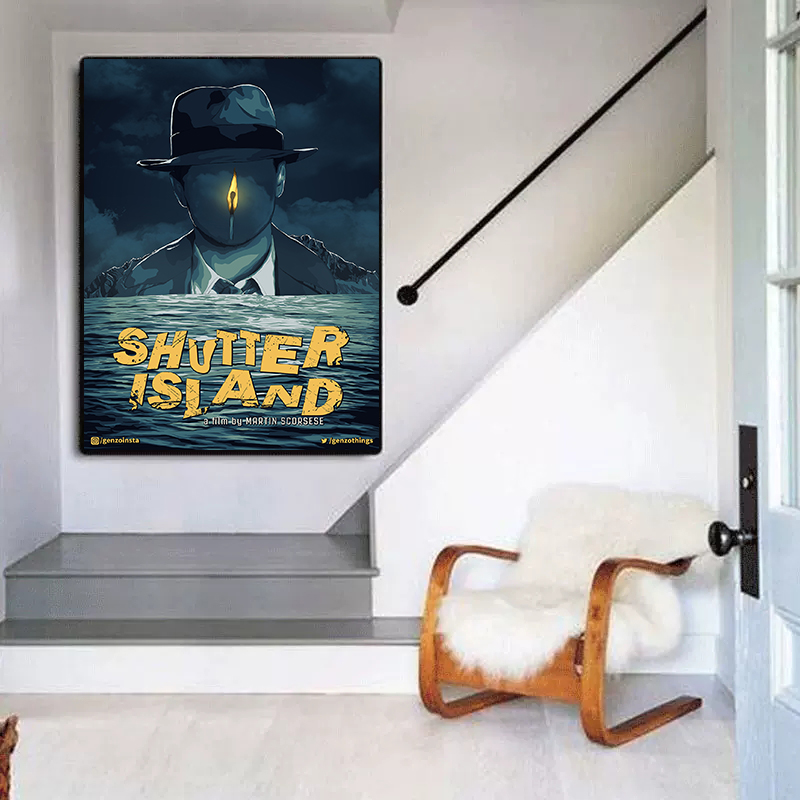 Film suspense Shutter Island Poster tela dipinto di parete astratta vintage moderno soggiorno bar club decorazioni la casa