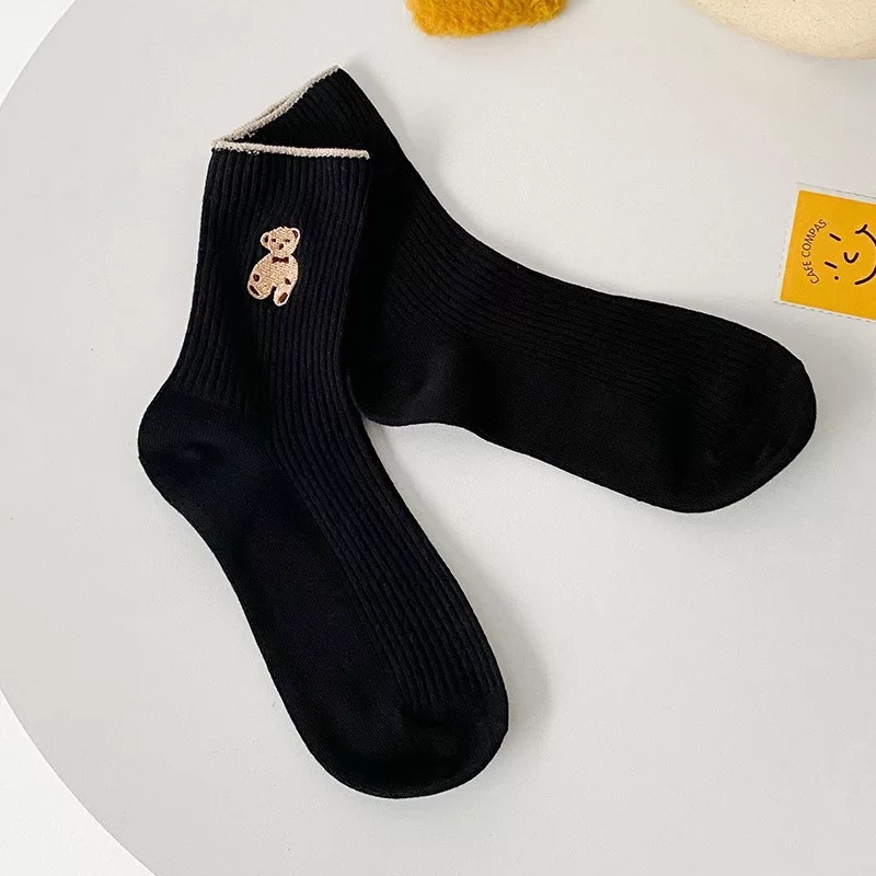 Chaussettes d'ours kawaii chaussettes mignonnes chaussettes tube les chaussettes de tube à la mode entièrement-matchs chaussettes d'étudiant les dames blanches