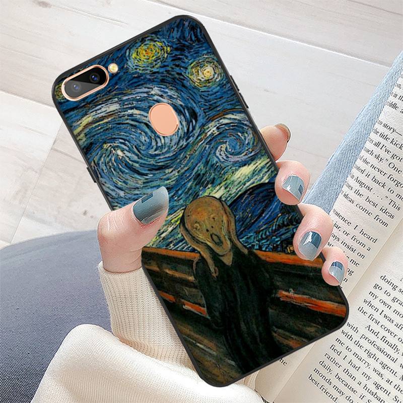 Van Gogh Starry Sky Art Phone Case för Oppo Reno Realme C3 6Pro Cover för Vivo Y91C Y17 Y19 FUNDA CAPA