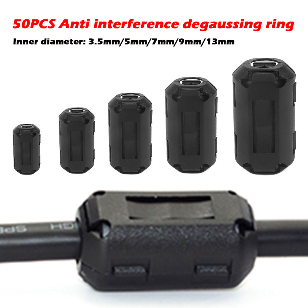 50/25/22Pcs Small Clamp Core Ring Noise Suppressor Filters Filters 3.5mm/5mm/7mm/9mm/13mm Clip On Ferrite Cable Connector Clamp