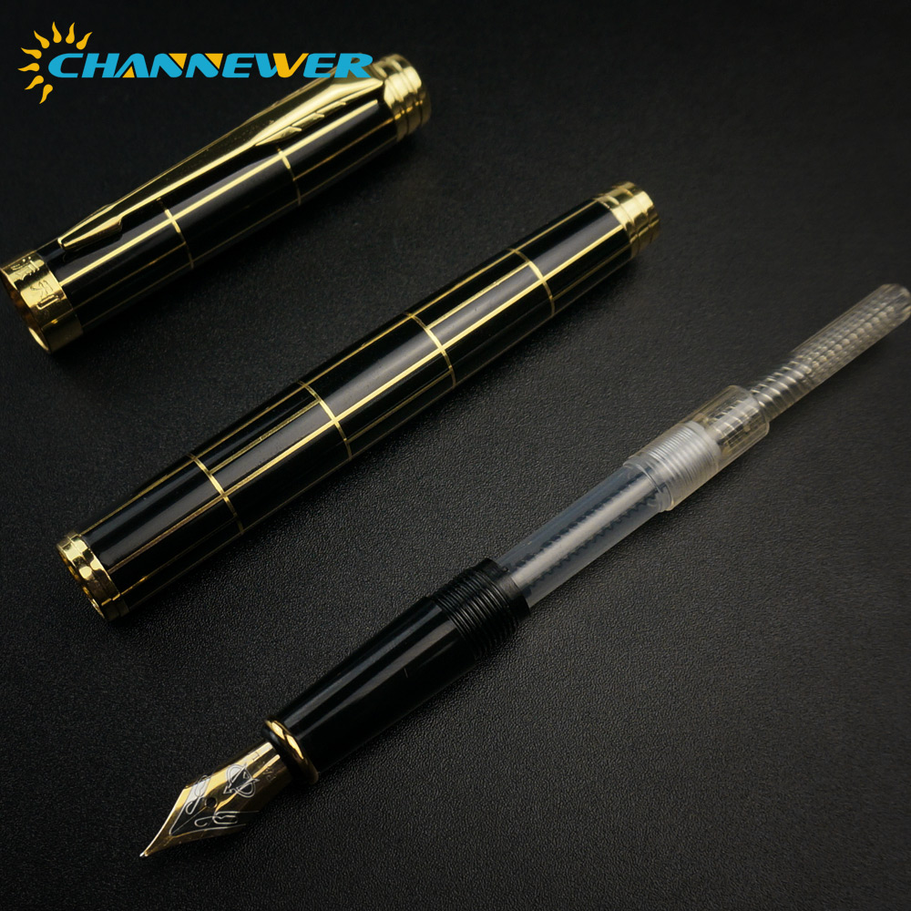Canetas de tinta de metal de luxo de stonego com canetas de caligrafia do conversor de refil de tinta para desenho de escrita