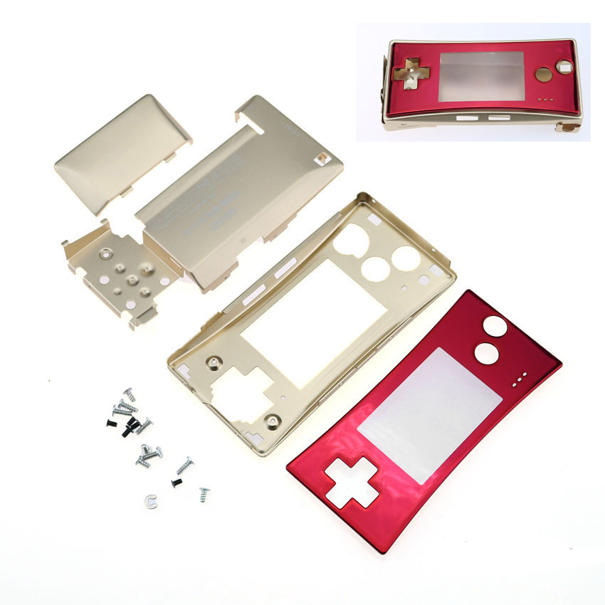 ZUIDID Gold Silver Black Red Blue 4 in 1 Metal Housing Shell Front Case for GameBoy MICRO for GBM Case Cover Repair Part