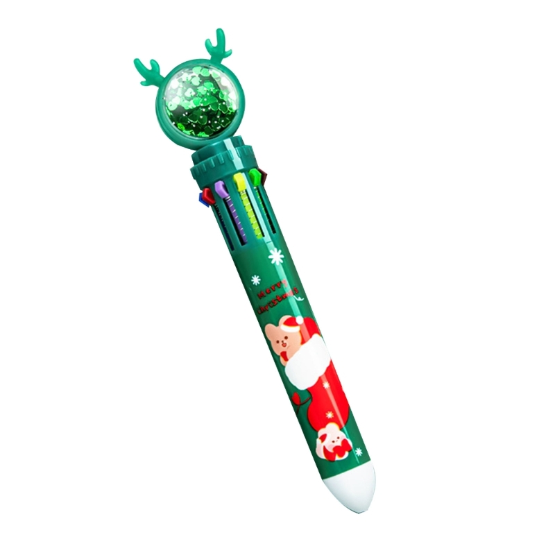 Stylos à billes multicolores stylos rétractables 10 en 1 stylos navette colorés stylos de navette de Noël pour le bureau à domicile