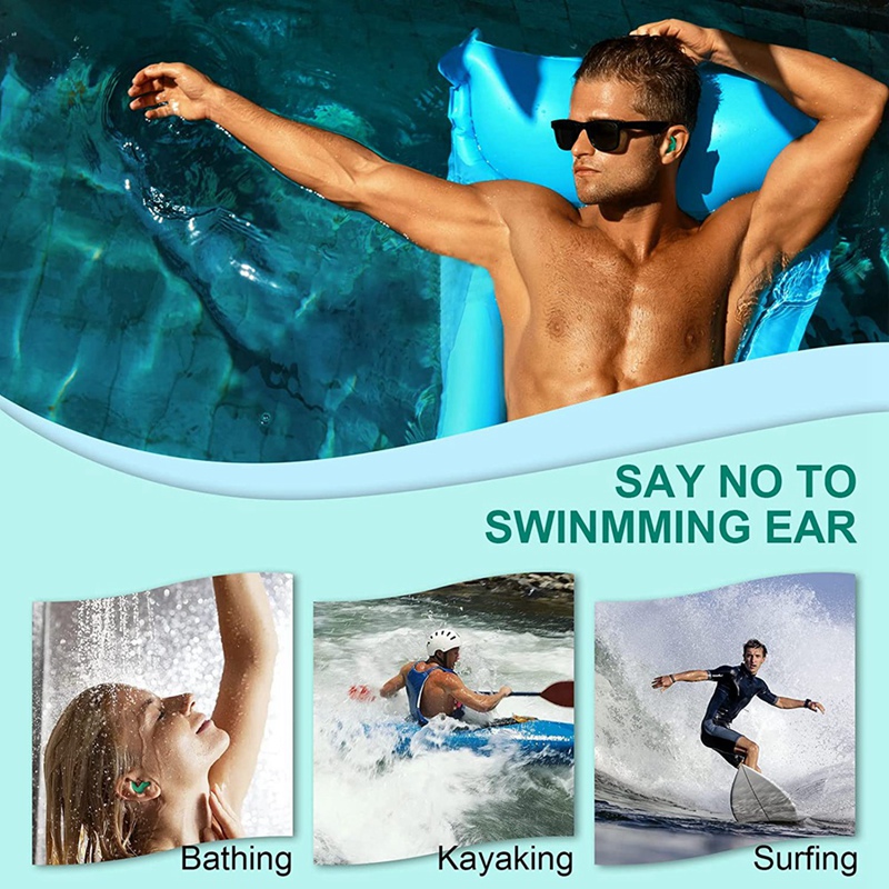 3 paia Ottimi tappi le orecchie di nuoto Ultra a comodo tappi le orecchie di nuoto riutilizzabili sport d'acqua