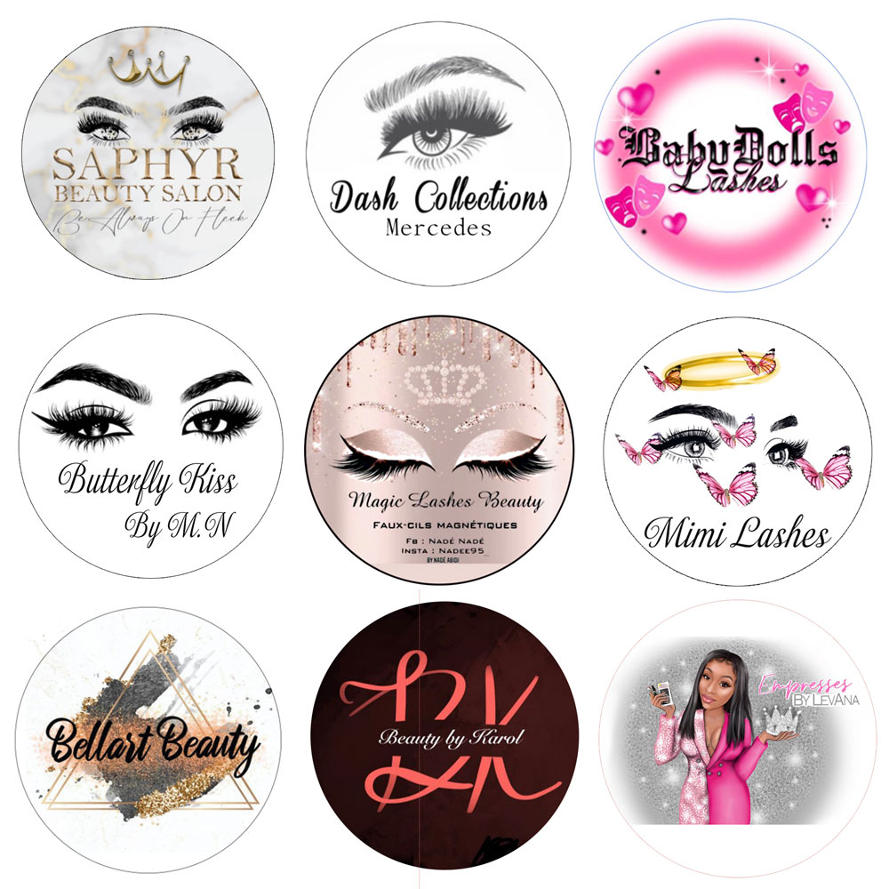 Anpassade Mink Lashes Etikett Logo Free Design Fake Eyelashes Privat Logo Stickers Wholesale 100st Pash Boxes Packaging Sticker