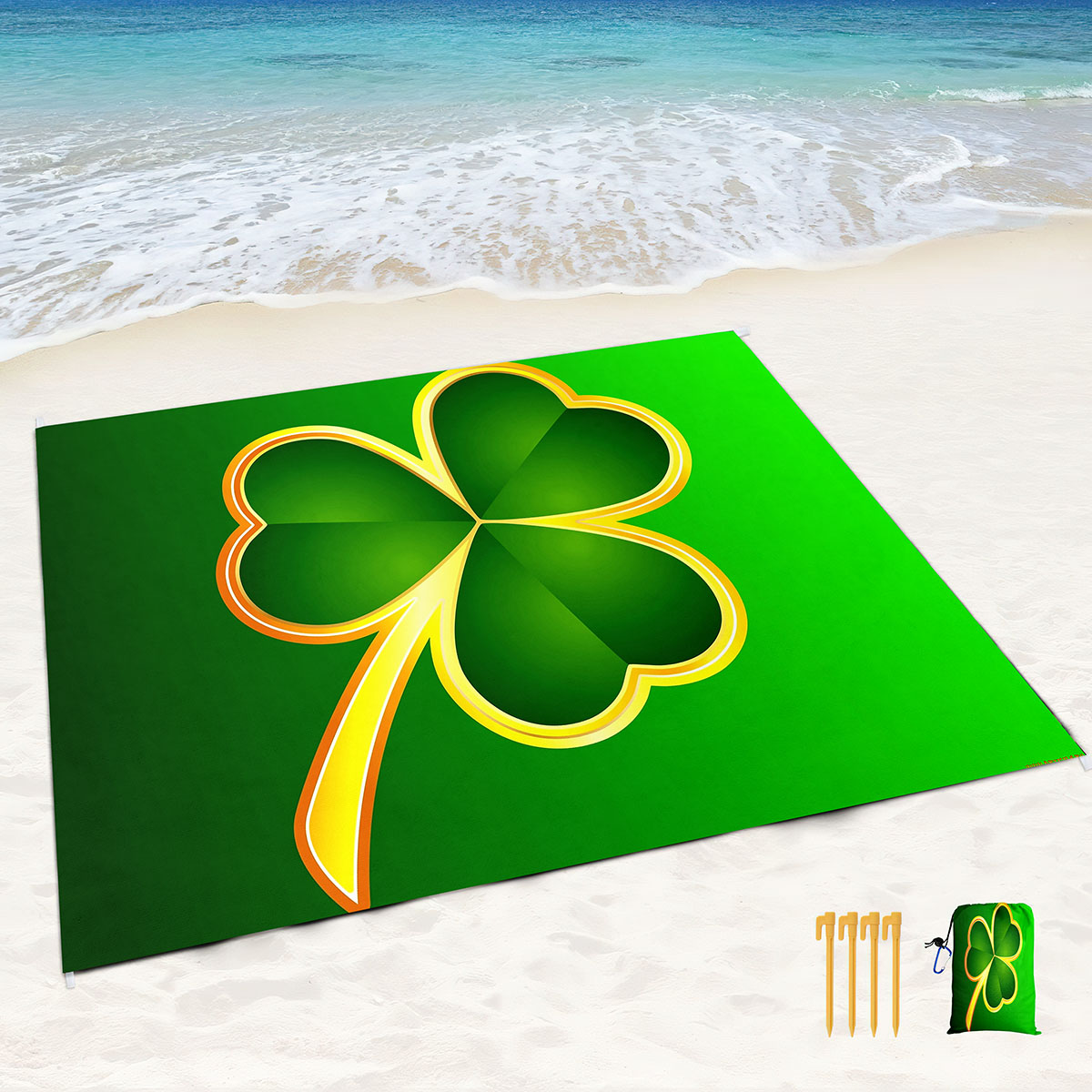 Saint-Patrick's Day Beach Blanket Sandproofproofing, couverture de plage Mat de plage léger pour voyages d'été, camping, pique-nique, plage