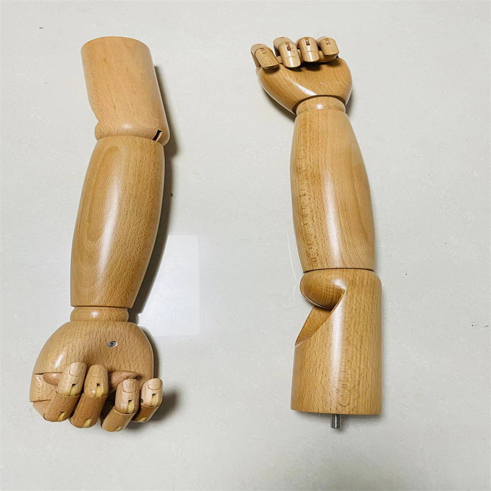 Mannequines de arte de madera para niños, sin cuerpo con base, accesorios para el brazo infantil para los accesorios del modelo de tela, femenina E193,