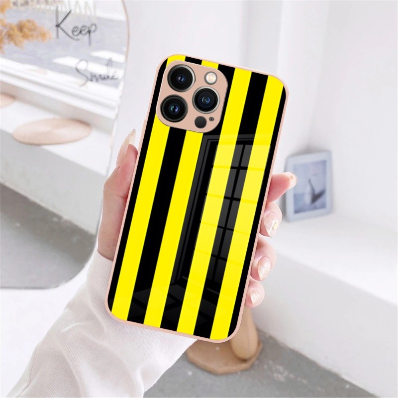 Milan Stripe Stripe Design Phone Case Sandy Pink Glass für iPhone 13 14 12 11 Pro XS Max plus Mini X XR 8 7 6S SE2020 Cover