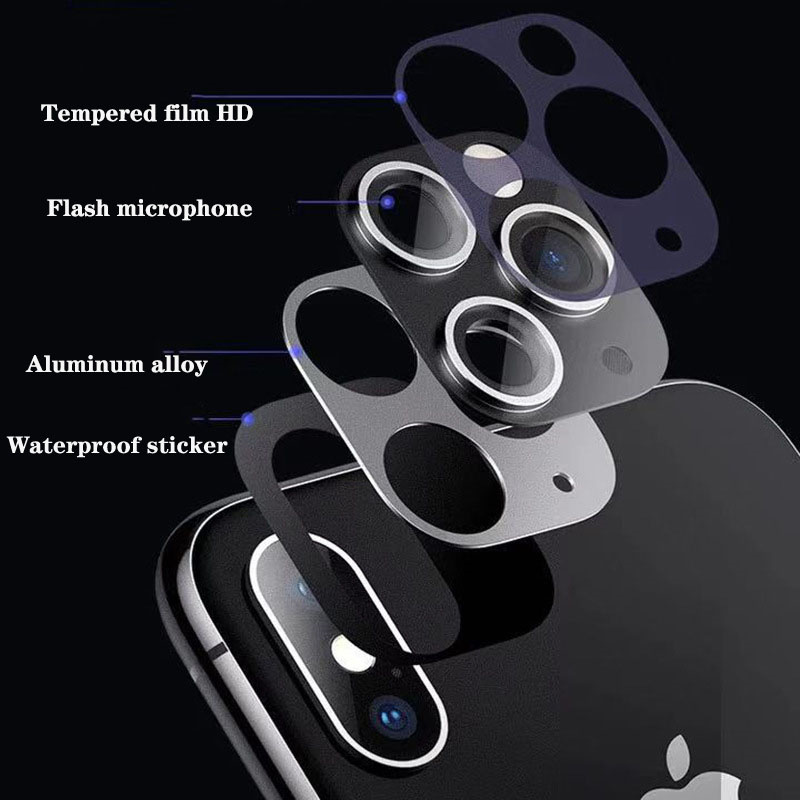 Fake Camera Lens Sticker For iPhone X XS Max Seconds Change 11 Pro Max Metal Aluminum XR to 11 Protective Cover Sticker Film