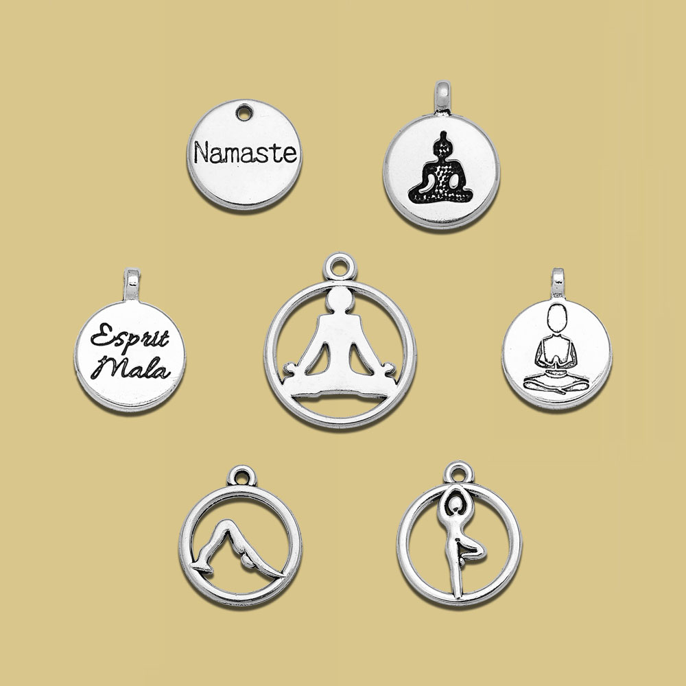 Lotus Flower Yoga Om Namaste Charms Bouddha Pendant pour les bijoux de bricolage Accessoires en gros articles en gros