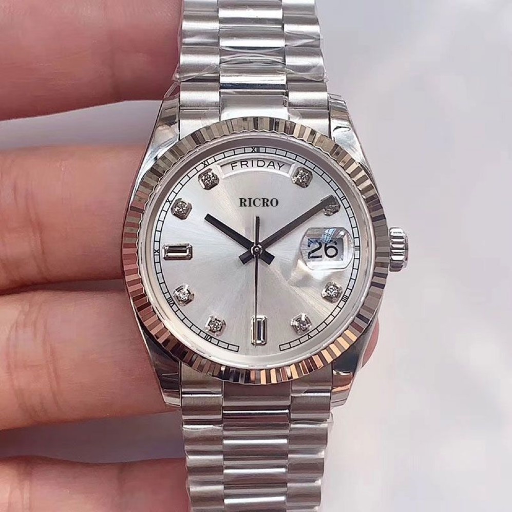 EW Factory Luxury Mechanical Men's Watch 36mm2836 Automatic Sport Diamond Index Dial225H