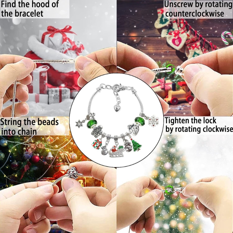 DIY Christmas Advent Calendar Armband Blind Box Christmas Jewelry Advent Calendar Christmas Countdown Calendar 2022 Gåvor