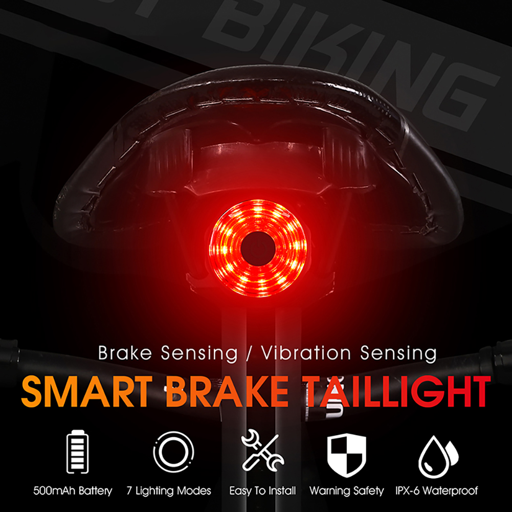 Bike Lights Smart Auto Brake Sending Light USB RECHARGAGE EN CHARGE DE CHARGE DE CHARGE DE CHARGE DE CHARGE LED