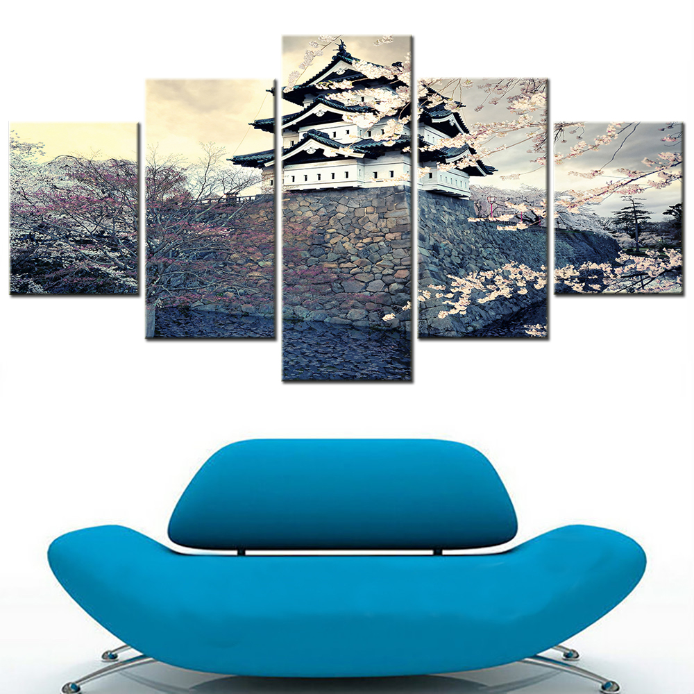 Pinturas paisagísticas do castelo de hirosaki para interiores Kawaii Room Decor Posters Prints Modular Canvas Pictures Home decoração