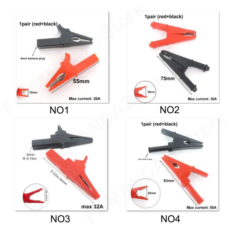 20/30/50A 악어 클립 악어 어댑터 플러그 전체 절연 프로브 클립 클립 테스트 리드 바나나 플러그 M20