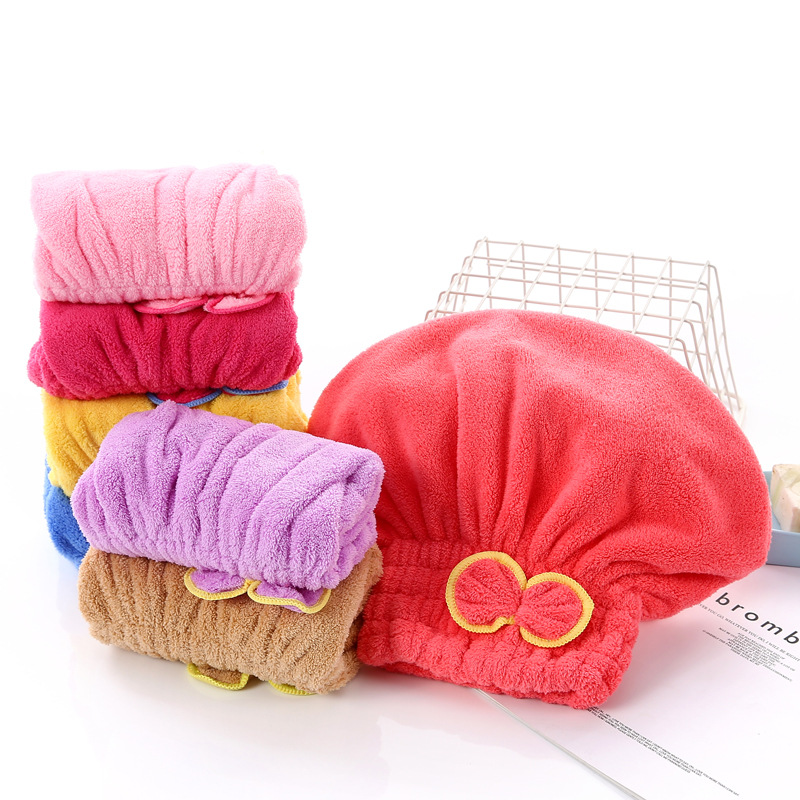 6 Farben Textile Mikrofaser Haar Turban Bad schnell trockenes Haarhut Duschkappen für Frauen Girl Damen Badezimmer Produkte