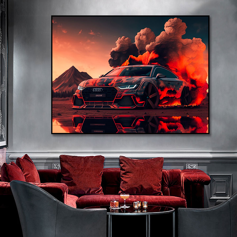RS7 RS6 E30 Вдохновленные цифровое искусство супер -автомобиль Canvas Pize