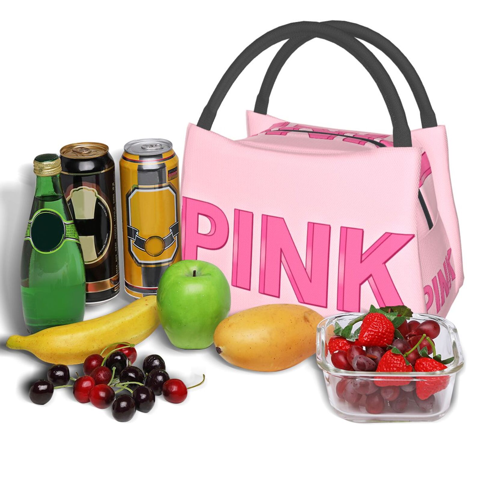 3D PRIMEL Pink Bag Bag Bolsa Bolsa Mulher Lunhana para Trabalho com Tote com Lunch Saga Kawaii Girl Shcool Picnic Office