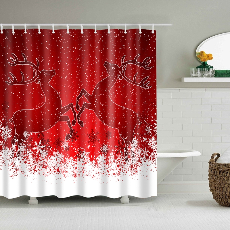 Christmas Rendeer Snowflake Shower Curtain Panneaux en tissu polyester imperméable