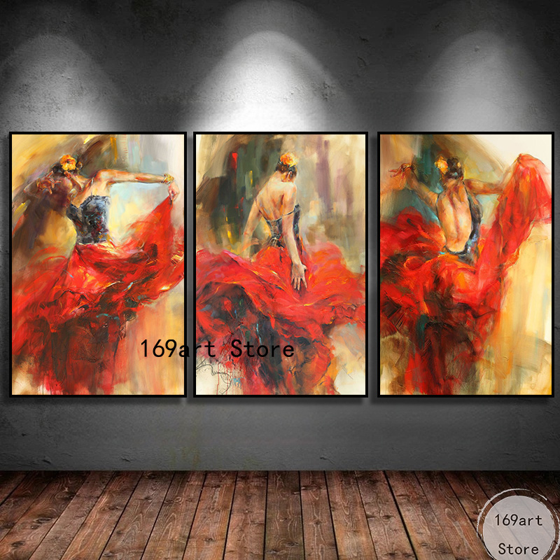 Vintage espagnol flamenco femme danseur danicng art toile peinture peinture imprimés mur