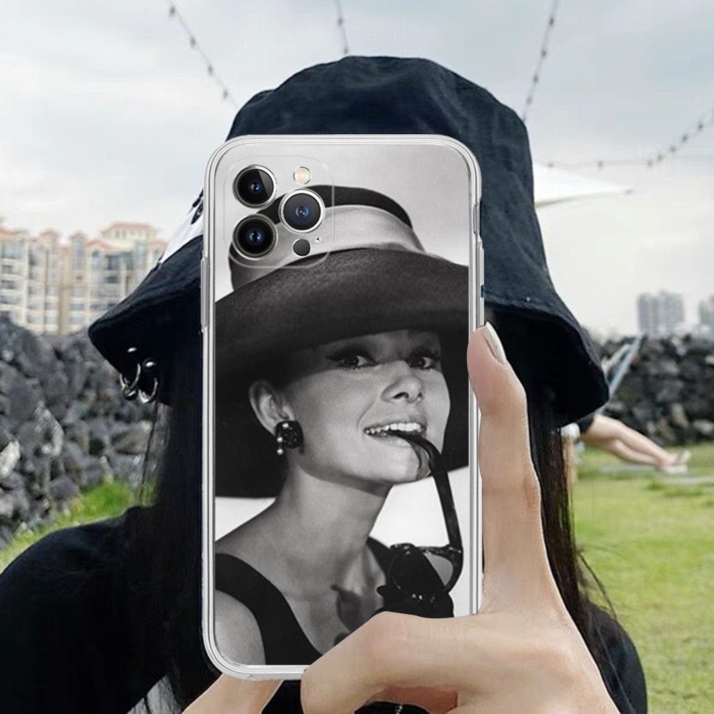 Audrey Hepburn Case de telefone para iPhone 14 13 12 Mini 11 Pro XS máx. X xr Se 6 7 8 Plus Cover de silicone macio