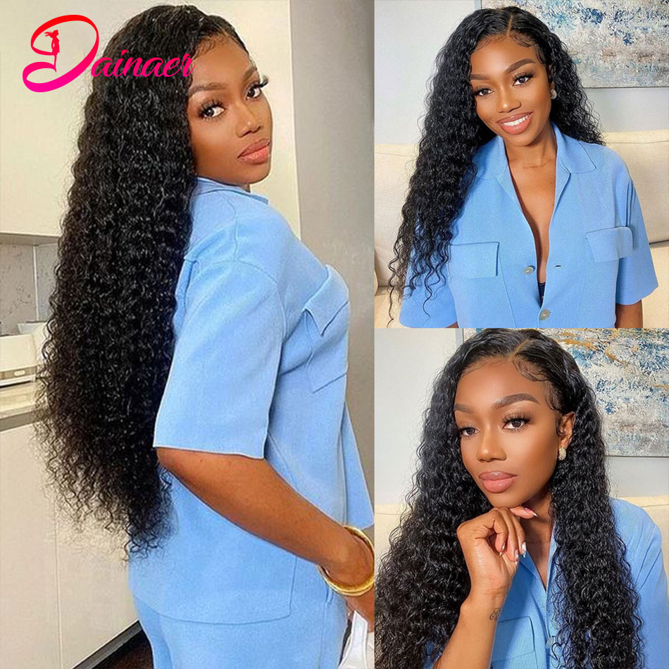 Water Wave Frontal Wigs Human Hair 13x6 Lace Frontente peruca natural peruca pré -arrancada 250 Densidade Curly 13x4 Lace Frontal Wig