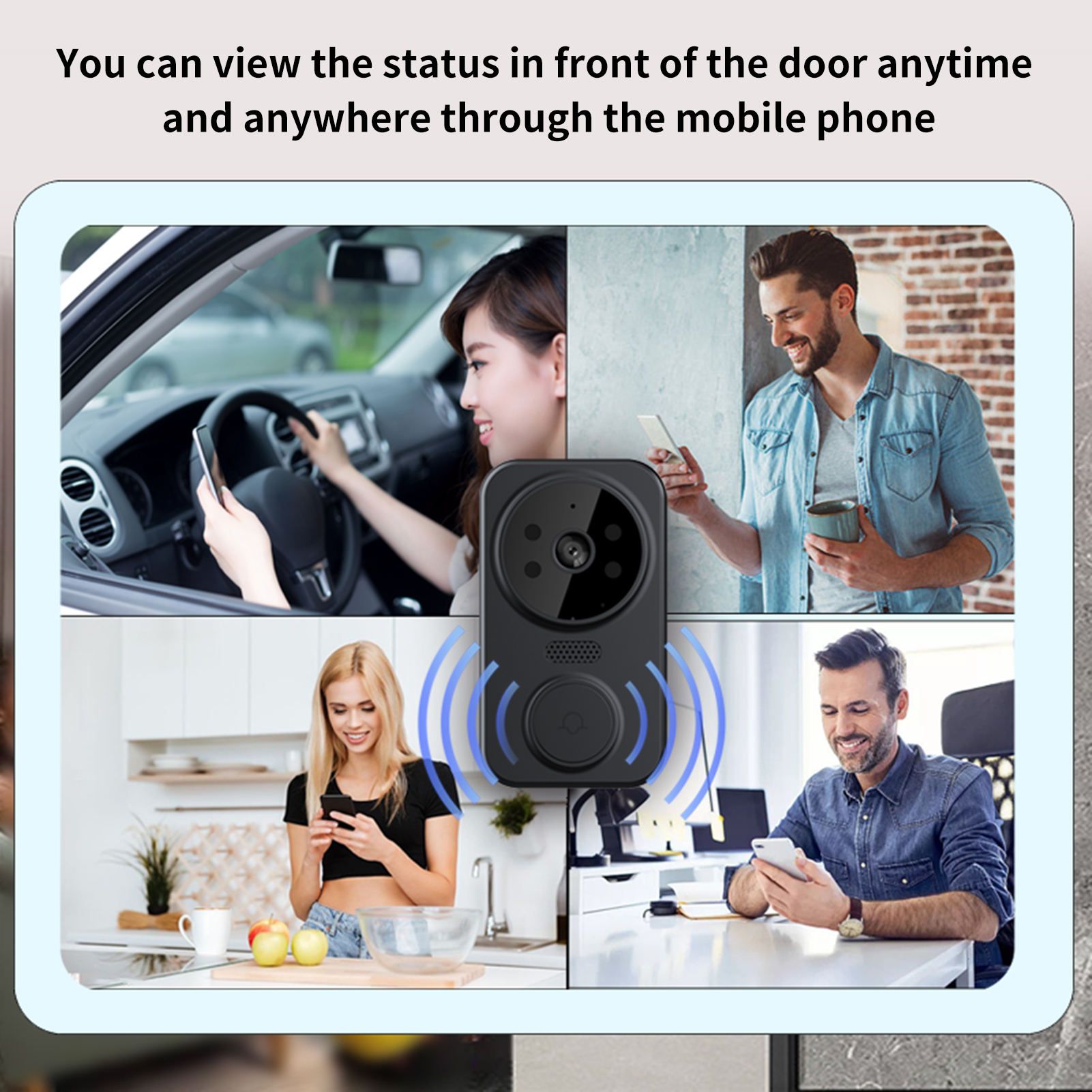 Zishan Smart Video Doorbell WiFi 1080p Video Intercom Door Bell IP Camera Tvåvägsljud fungerar med Alexa Echo Show Google Home