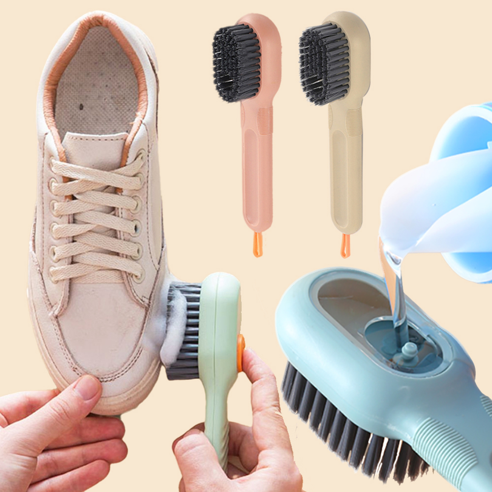 Escovas automáticas de sapatos líquidos com sabão Dispensador de sabão Longo Curdles Bristles Brush Brush para Limpeza de Lavanderia Doméstica Bruscada