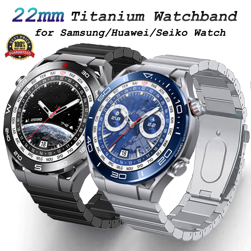 Titanium Armband för Huawei Watch Ultimate 22mm Band 2e 2 GT3 Pro 46mm Luxury Men rem för Samsung Galaxy Watch 3 45mm Gear S3