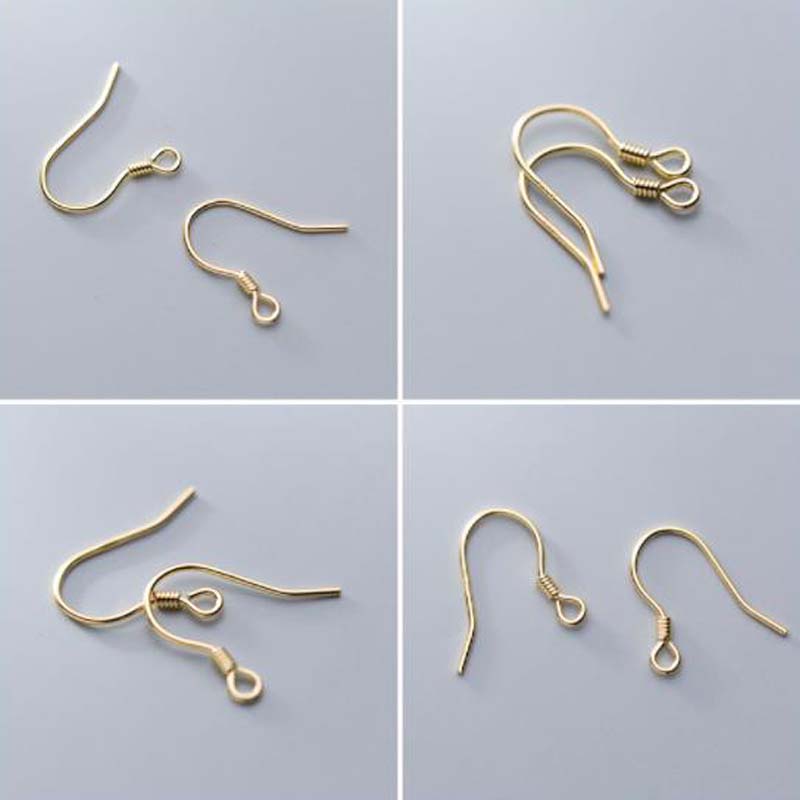 Real Solid 925 STERLING Silver Oree Hooks Wire 18k Gold Spring Oreing Clasps pour fabriquer des boucles d'oreilles Riveaux de bijoux