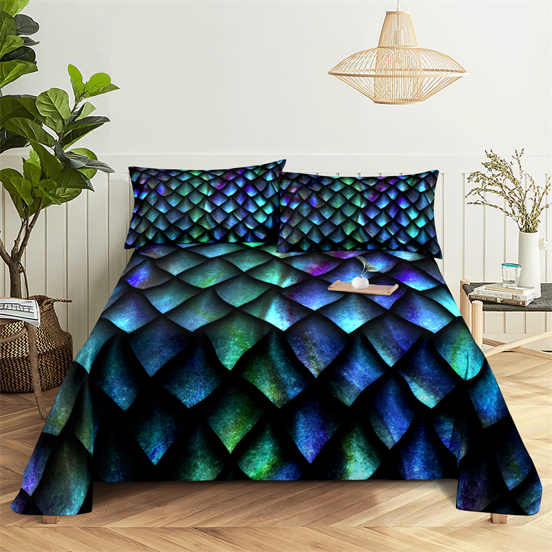 Moderne kunst 0.9/1.2/1.5/1.8/2.0m Bedding Sheet Home Digitale print polyester bed platte vel met kussensloopafdruk laken