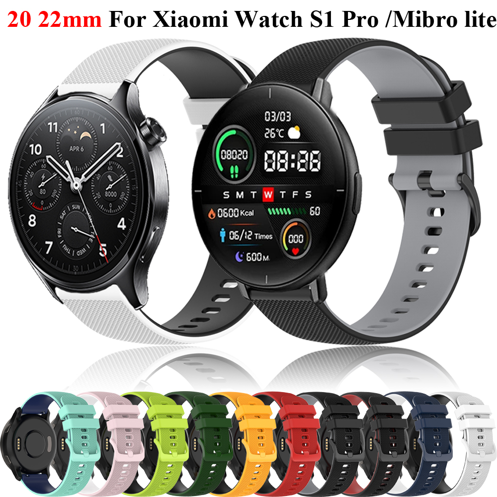 Smart Watchband 20 22 mm pour Xiaomi Watch S1 Pro / Mibro Lite Watch Strap Mi Watch Sport / Mibro Color Silicone Bracelet Bracelet