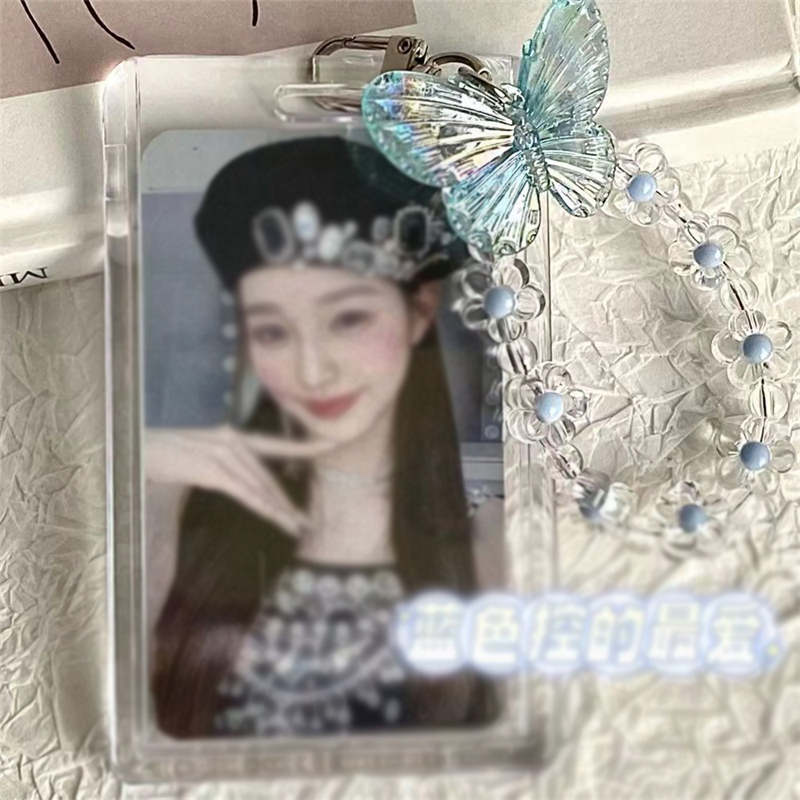 Support de photocard de 3 pouces mignon Crystal papillon Kpop Photo Credit Credit Card Bank Ban Bus Carte de protection Pendeur