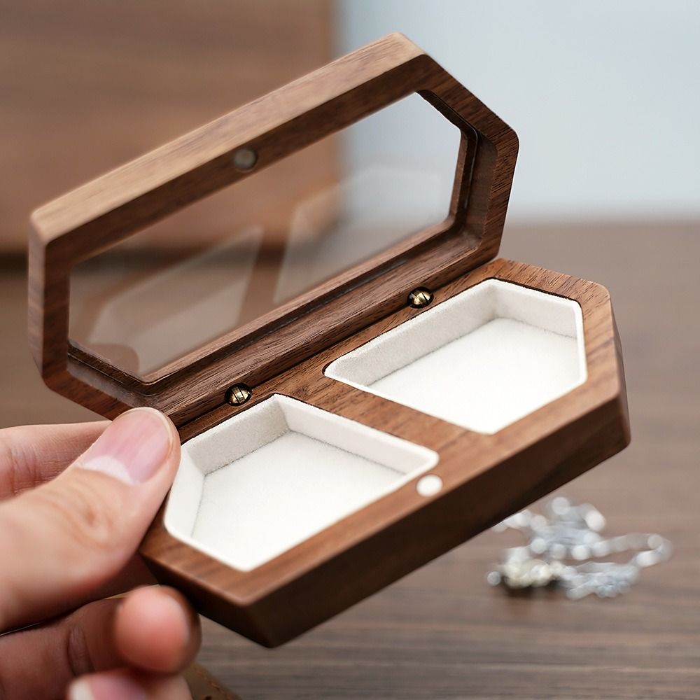 Wysokiej jakości drewniana pudełko na biżuterię z orzecha włoskiego pudełko do przechowywania w magazynie dużej pojemności kolczyki.