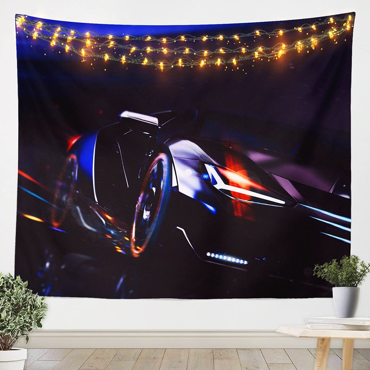 Racing Car Tapestry Racing Game Wall Blanket Speed Car Extreme Sports Tapestry Wall Hanging for Boys Kids Car Theme Room Decor