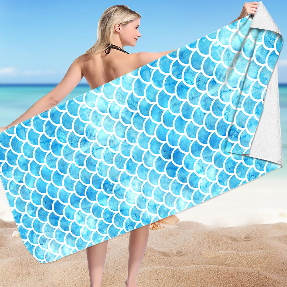 Fish Scales Large Bath Towels No Sand Free Quick Dry Towel Summer Swimming Xxl Beach Towel Surf Poncho Microfiber Bath Towel