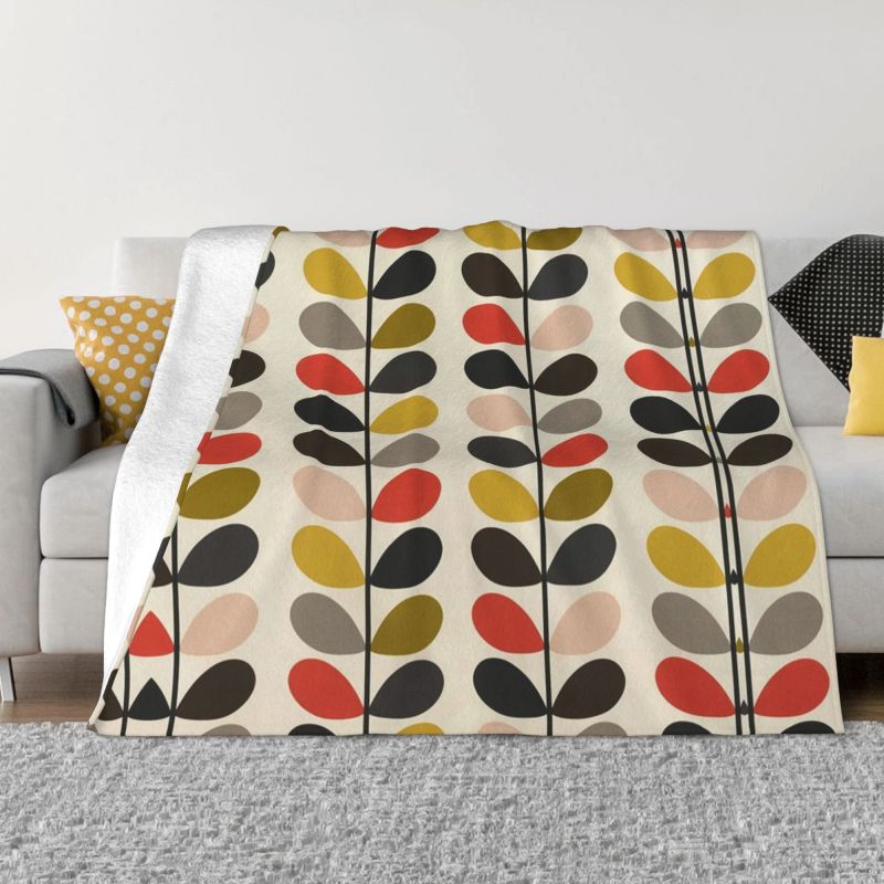 Orla Kiely mitten av århundradet modern skandinavisk blommig konstfiltar flanell sprint kast filt soffa hem säng andas mjuk