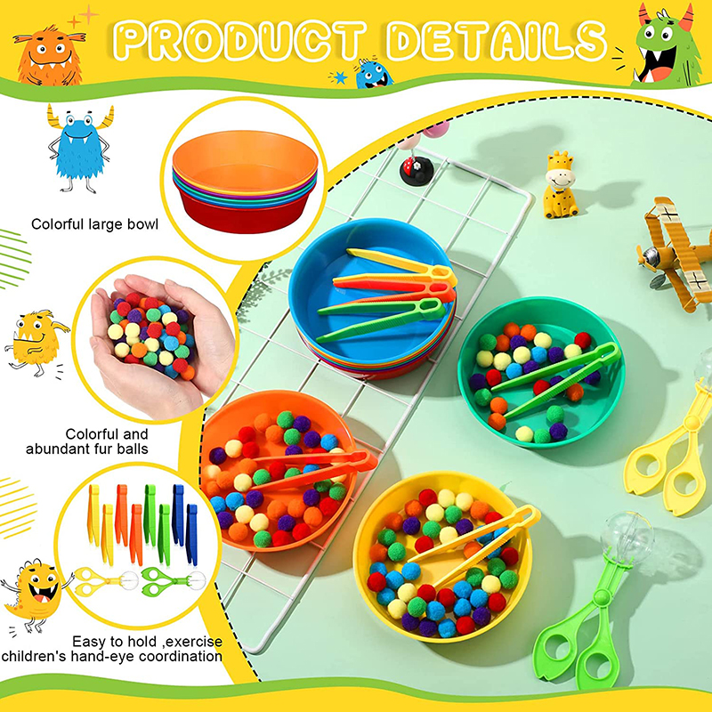 Rainbow Counting Balls Children's Toys Sock Stopping Sortering Cup Montessori Sensory Toys Preschool Learning Activity Math Game