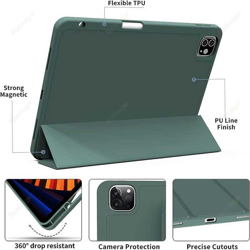 Tablet PC Cases Sacs pour iPad Case de 10e génération 2022 IPAD 10e génération 10,9 pouces Couverture avec porte-crayon iPad Air 5 4 Pro 11 2018 2022 iPad Pro 12.9 240411