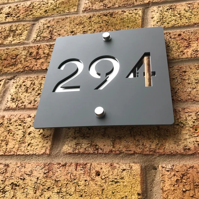 Gepersonaliseerd eigentijds huisteken anti-uv acryl moderne huisnummers deur nummer plaque straatnaam waterdichte plaat grijs