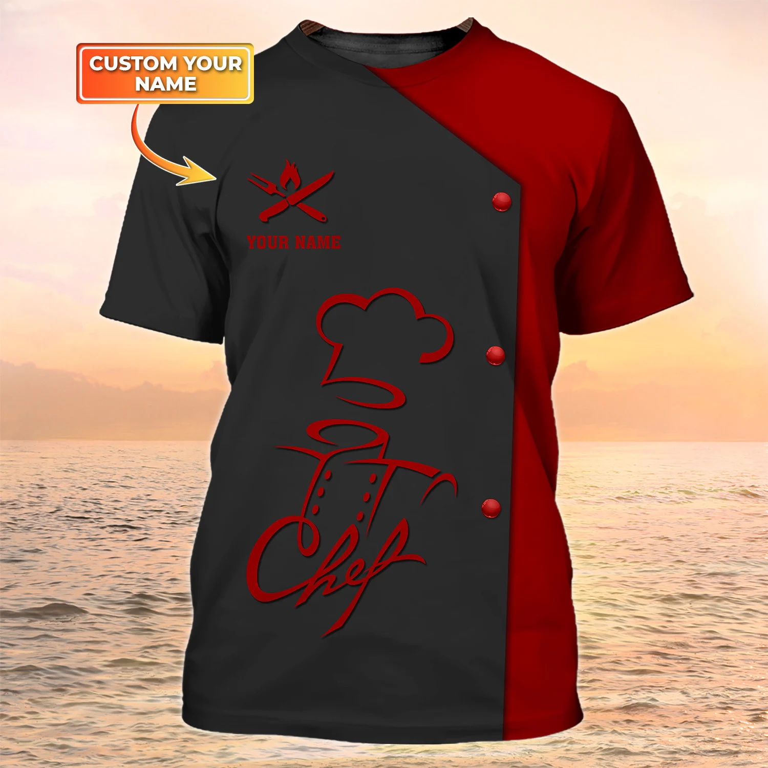 PLstar Cosmos Newest Summer Men's T-shirt Chef Personalized Name 3D Printed t shirt Unisex Casual Tops Gift For Chef DW162